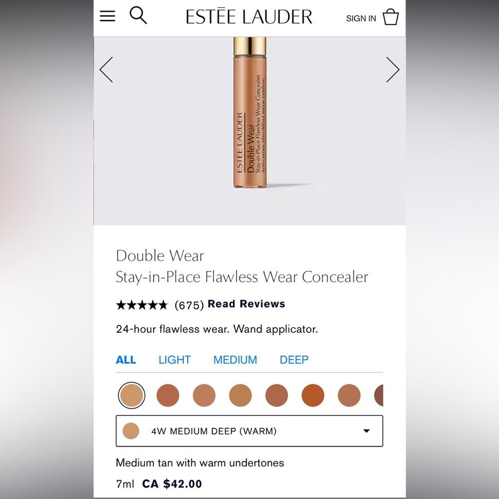 Full size Estée Lauder double wear stay in place flawless wear concealer